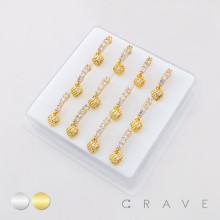12PCS OF MULTI CZ DANGLING HEART 316L SURGICAL STEEL NOSE HOOP O-RING BOX